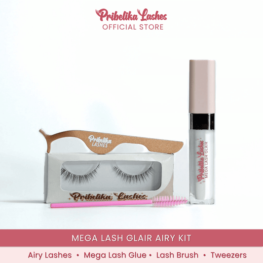 Mega Lash Glair Airy Kit (Lashes + Glue + Brush + Tweezers)