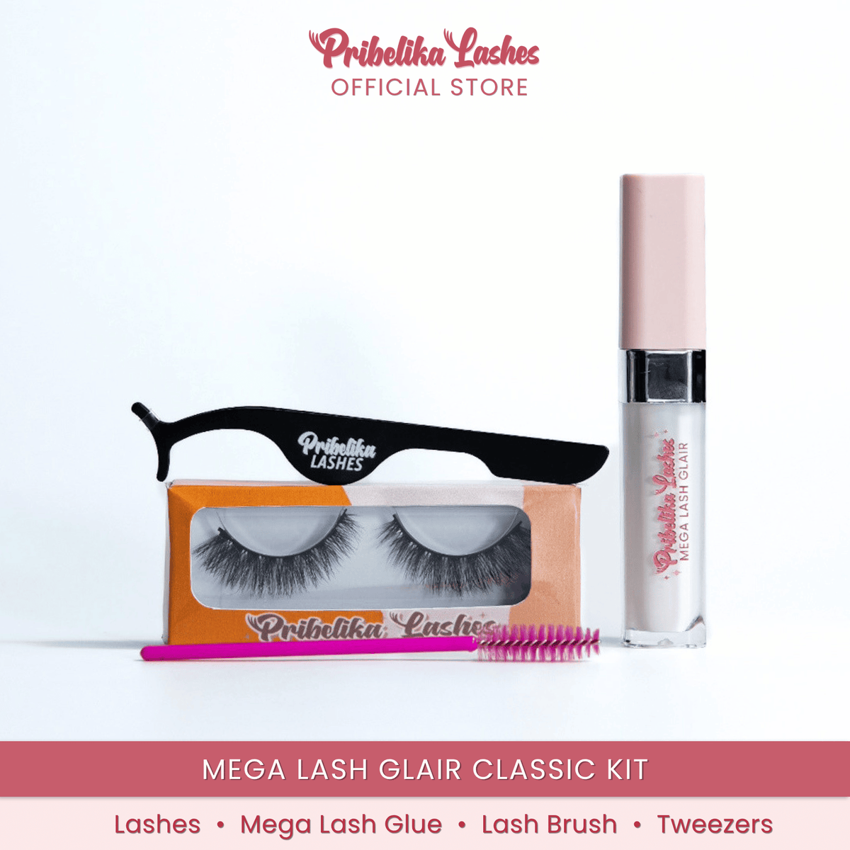Mega Lash Glair Classic Kit (Lashes + Glue + Brush + Tweezers)