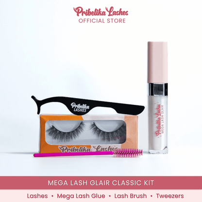 Mega Lash Glair Classic Kit (Lashes + Glue + Brush + Tweezers)